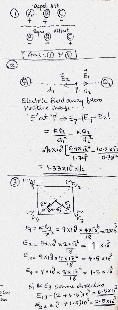 Repel att † Reprel Attract Ans.o&G E 02 P. dz Ez di Electric field away from Positive charge E cat p Ep.1E, E21 KQz d, ² PX