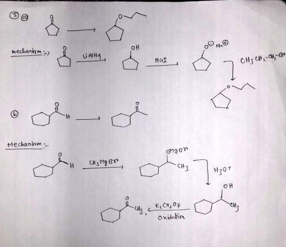 OH mechanim. LAHA NAT 7 CH3 CH₂ - CH-BR 02 Mechanim- OMOBY CHS Mg Bro OH a cho r y K₂Cr2O7 Onidation aly