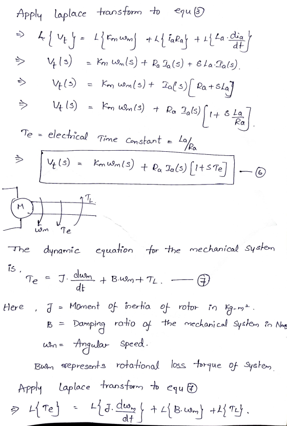 orm Apply Laplace transform to equ☺ » Aluey = { known the lakay +2{La dialy => 418) - Km wm(s) + Ra Pa(s) + 6/a-Dals). > 14(3
