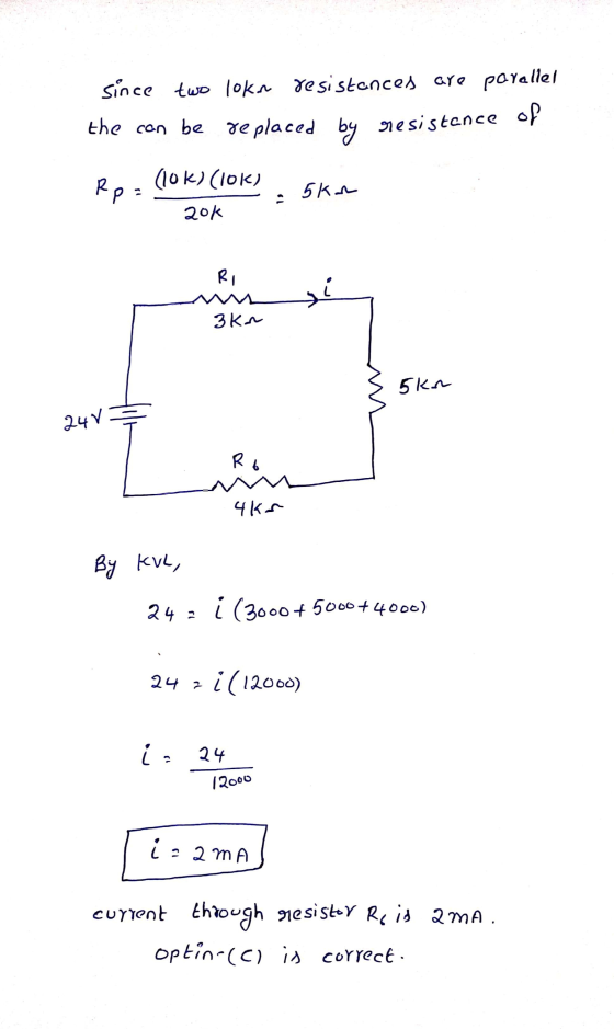 since two lokar resistances are parallel the can be replaced by resistence of (lok) (10k) Rp = 2ok 5kn RI 3ka 5kr 24v Rb n 4k