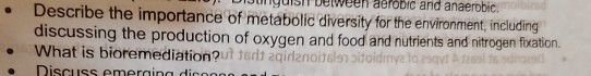 - Jurul Ueweer dulul nu arderobic. Describe the importance of metabolic diversity for the environment, including discussing t
