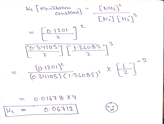 2. ke [ equilibrium coustoint] [NH3] [Na] [42] 3 2 [ 0-1201) 00:39105] [136657 3 -2 Х S (0.12018² (0.34105) C136085)? 2 0.016