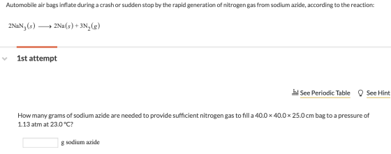 Automobile air bags inflate during a crash or sudden stop by the rapid generation of nitrogen gas from sodium azide, accordin
