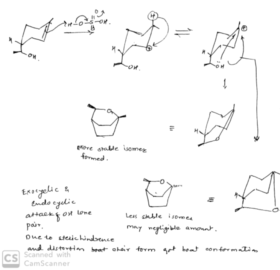 tre tots 01. OH More stable isomer formed. Exocyelic & Endocyclic attacks on lone Less stable isomer pair, may negligible amo