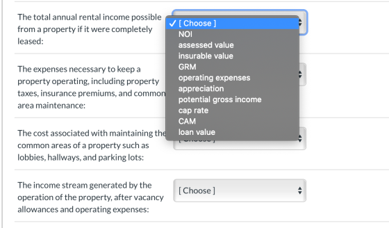 The total annual rental income possible from a property if it were completely leased: The expenses necessary to keep a proper