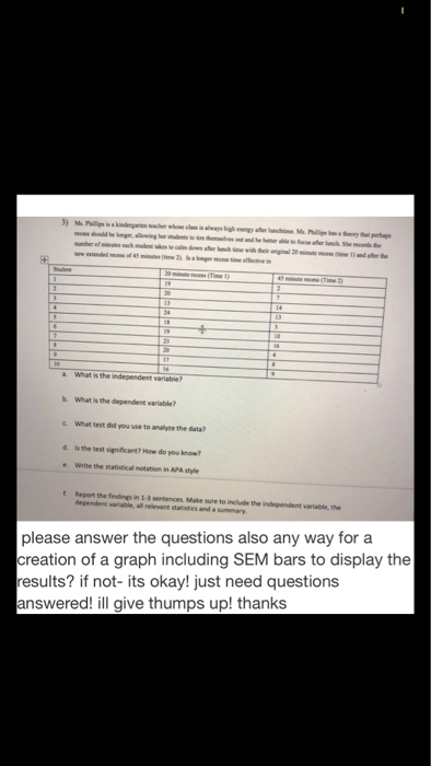 1 2 1 2 14 24 18 TO 1 . 17 10 16 a What is the independent variable? What is the dependent variable? What test did you use to