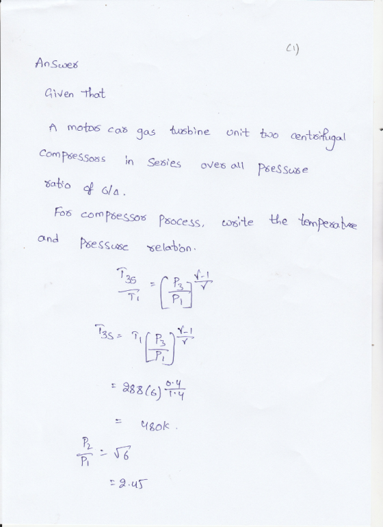 C1) AnSuoes Given Thot motos cas gas tusbine untt bo centsriqal CompoesSossn Sesies ovesl Poessase OSS Sato Fos com péesSo Ps
