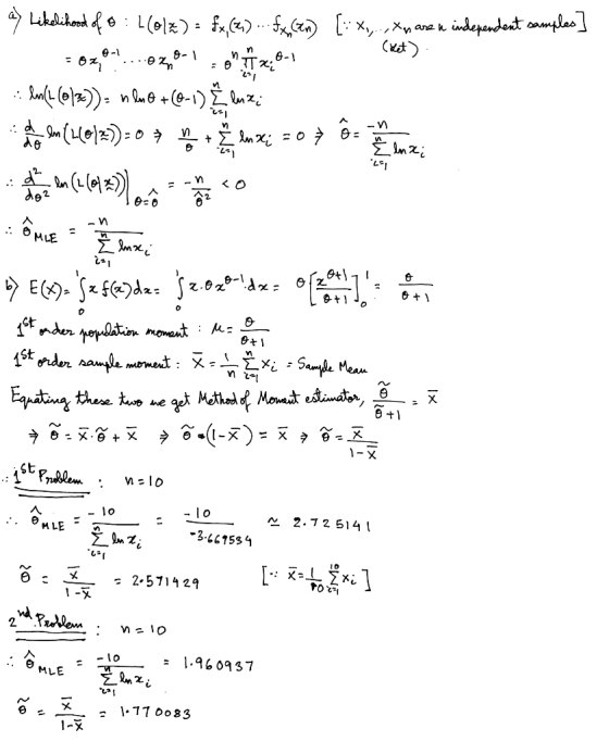 (ret) ay Likelihood of 6 : 1012) = 58,62) ...fx.czn) [: x,., Xn ane n independent samples] =62€....028.01.31 228- : S(160x)).