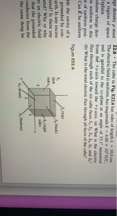 rge density p must a region of space Explain. olume charge den pe uniform in this n of uniform posi- Can E be uniform 22.6 .