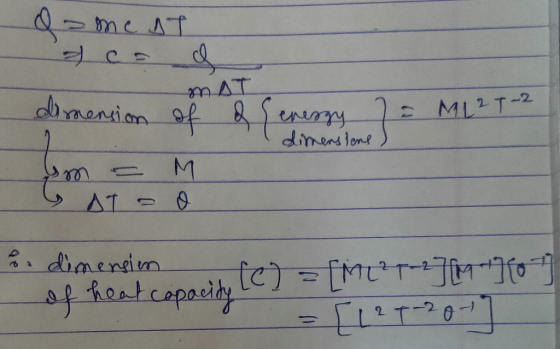 da me at / 2 ML2T-2 I dimensions ) MAI Imension of a genergy um - M y AT-O o dimension of heat capacity IC [C= fml?p=27m 1609