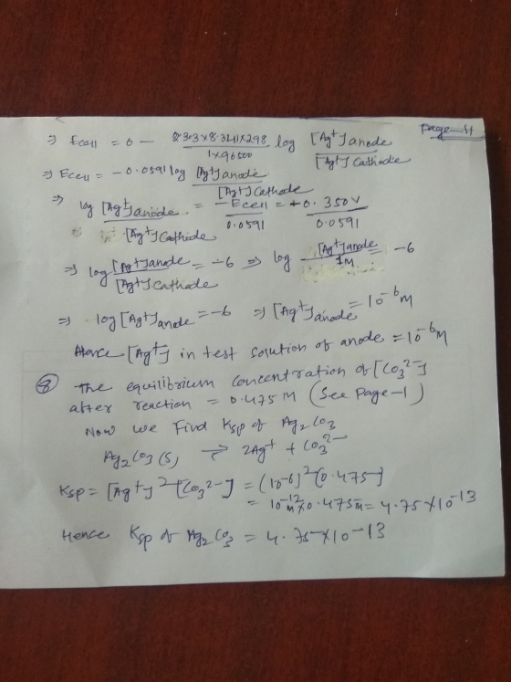 4 Ecos ou 2303 x63418298 log [Agt Janode page 1496500 & Eccy = – 0.8591 log ytJanode Fligt Cathode [Asty Cathode log [Agtanod
