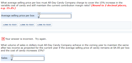 What average selling price per box must All-Day Candy Company charge to cover the 15% increase in the variable cost of candy