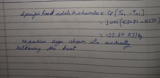 Specific head adde to chamber I ce [Toz Tor] loos/53051 554) - = -22.60 KI) . negative sign shown its acheally releasing the