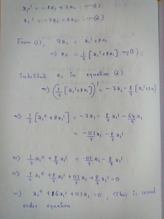 aple - 80, +722 2.1.-11-802 ) -@) From a), 7 dil +801 =) a (a +r] =). Substitute an in equation (2) => [a, 427) = -73,- (0:)