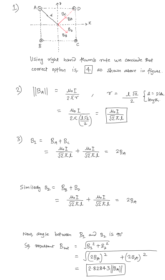 ņ y 1 A 6 BC BA » X Bo BB B С Using right hand thumb rule we conclude that correct ophon is, 4 as shown above in figure. 2 )