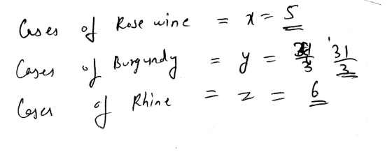 wine Cases of Rose wine Cases of Burgundy Cosa of Rhine = x=8 = y = =z= oute 1 6