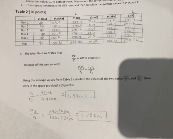 correction value, Ve, to both of them. Then record the 6. Then repeat the process for all5 runs, and then calculate the avera