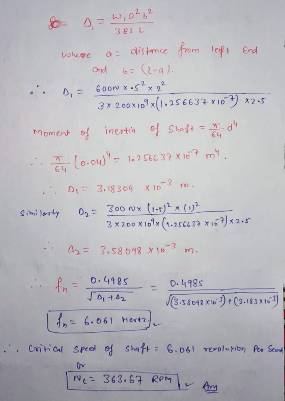 1,= 2,0²2 3EIL Wheere and o. Dia 64 distance from left End b= (2-a). Goon X •5² x 2² 3x 200x109x(1.256637x107) x2.5 moment o