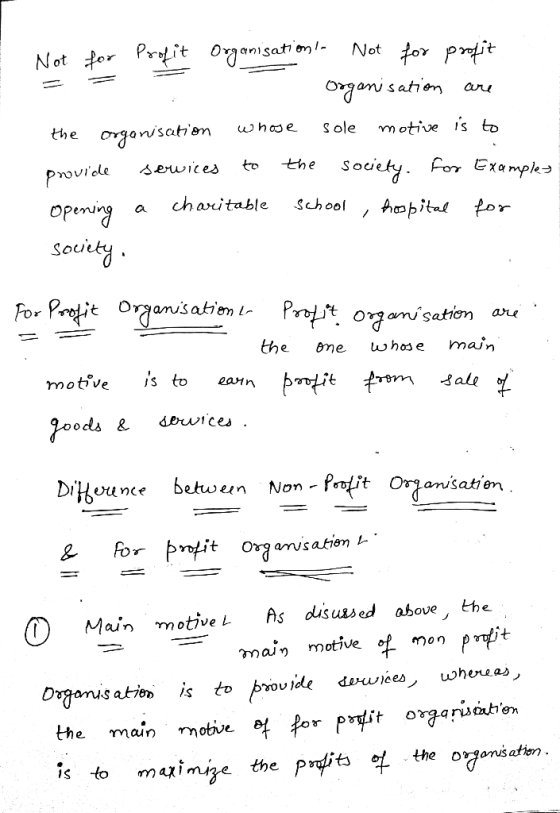 Not for Profit Organisation - Not for profit - Organisation are the organisation whose sole motive is to provide services to