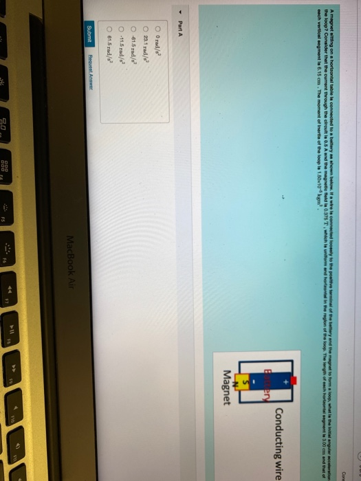 Coro Amagnet sitting on a horizontal table is connected to bettery shown below. Wawre la connected to rely to the positive te