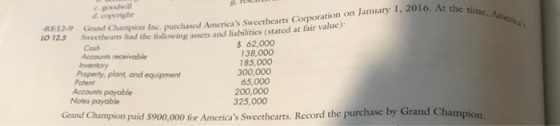 the time, America d. copyright ation on January 1, 2016. At the time RE12.9 Grand Champion Inc. purchased Americas Sweethear