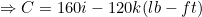 \small \Rightarrow C = 160i-120k(lb-ft)