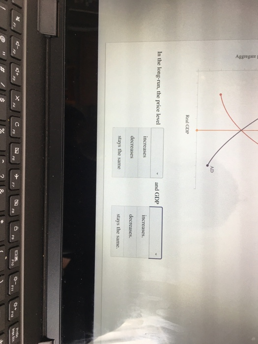 Aggregate Real GDP In the long-run, the price level and GDP increases increases. decreases decreases. stays the same stays th