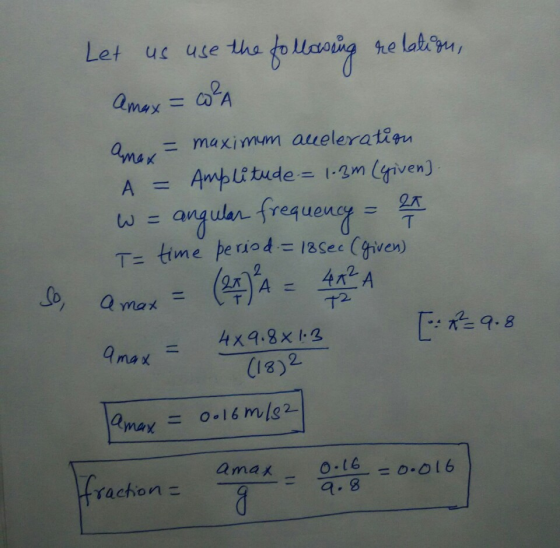 Let uc use the to uasing he latin 2. amak = maximum allelera T-time period-12sec (given) Co 4XA.gxi. 2 (12) ama yー 2 amax 0-1