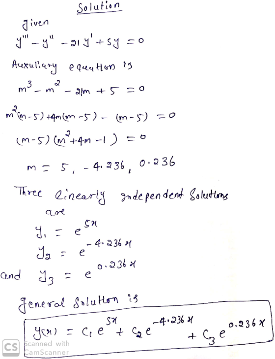 Solution Auxultey equu Ho s S wie Cn-5) +4m(m5) - (m- 5) m-5) (M4m -) 4. 236 0.236 二u re inearl »dependent Soludtng 4.336 イ e