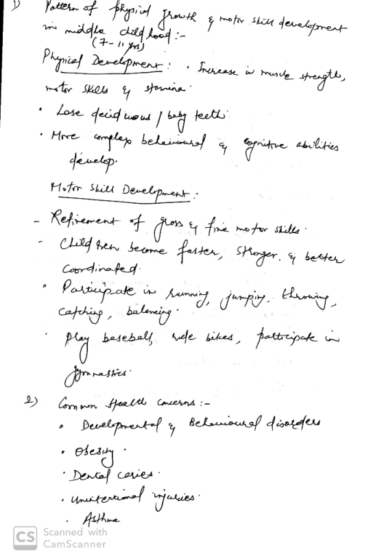 y Pattern of physical growth & motor skill developprent in middle dild lood :- Physical Development: Increase in muscle stren