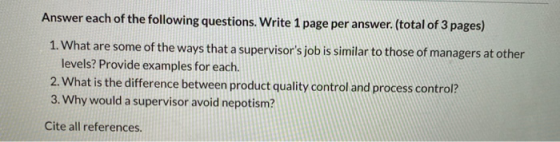 Answer each of the following questions. Write 1 page per answer. (total of 3 pages) 1. What are some of the ways that a super