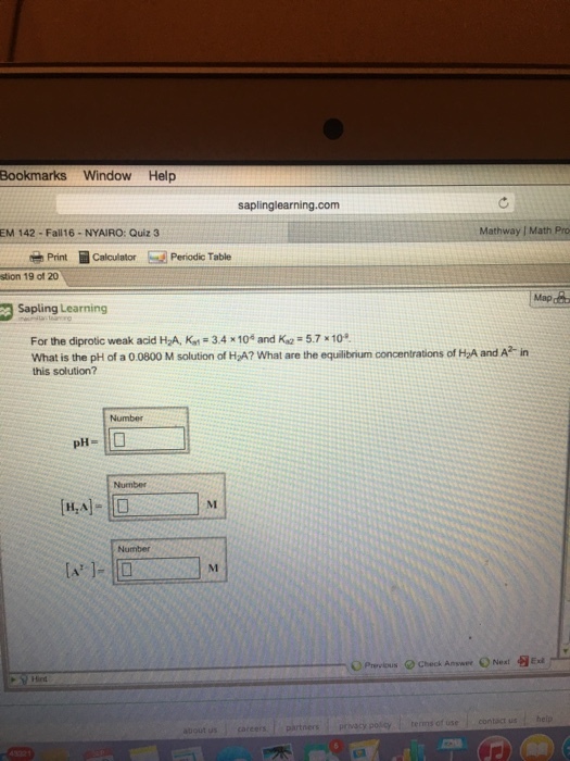 For the diprotic weak acid H_2 A, K_a1 = 3.4 times
