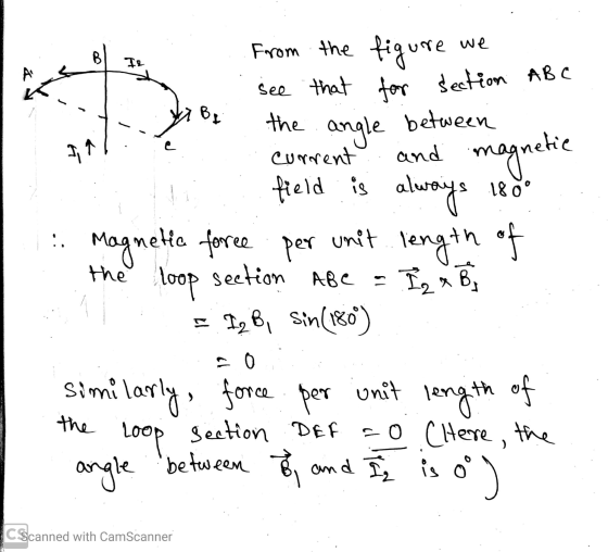 ore we 12 for section ABC Bri 1,1 and magnetic from the figure see that the angle between current field is always 180° :. Mag