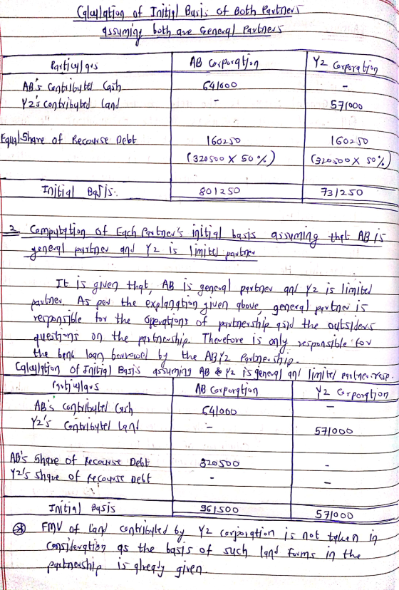 Calulation of Initial Busils of both Partners --_Assymiy_both ave Gene_ql_Pavlness Y2 Corporation - Particy) go5 - ABs contr