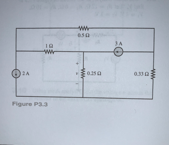 0.5 Ω 3Α 1Ω 2 A ν<0.25 Ω 0.33Ω Figure P3.3