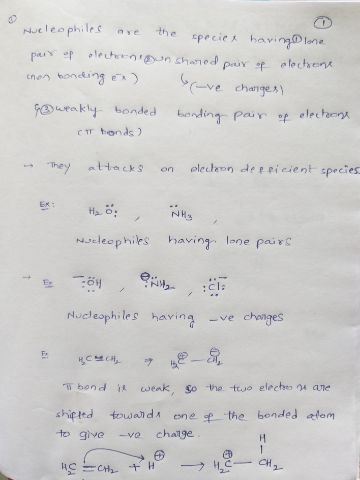 Nucleophiles are the species having lone pair up otectornoun shared pour of electrone chon bonding 2n) ve change. @ weakly bo