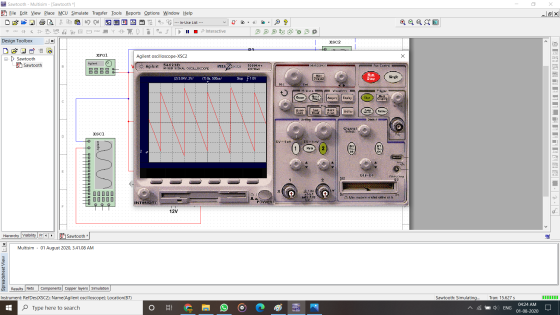 Sawtooth - Multisim - Sawtooth *] - ? QQ@ge File Edit View Place MCU Simulate Transfer Tools Reports Options Window Help ---