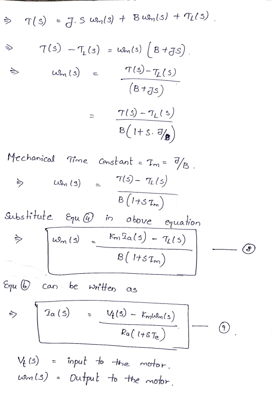 LEOLU → 915) - J. S urls) + B wmls) +7215) » 7(s) – T(3) = m(s) (8+Js). Won(s) = T(S)-I(S) (B+Js) = 715) - TL(S) B(1+5.7/6) M