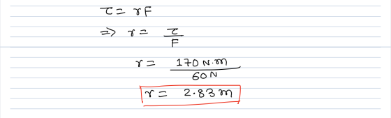 F TerF => ra e 8= 170n.m 60N Ir= 2.83m