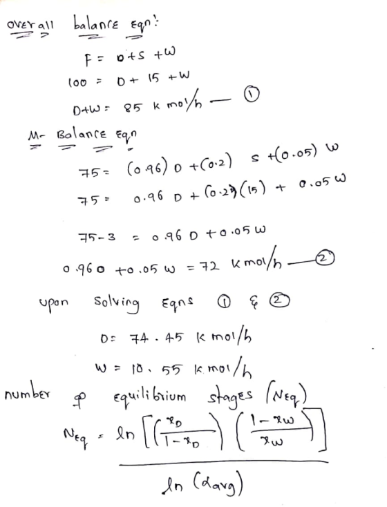 over balanfe Eqn M- Balante F 5.096 D(o() + 0.5 o 44-5 K mol/b numbe