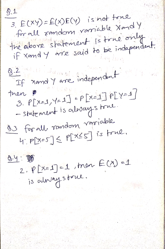 3, ECxy):E(x)E(Y) is not rne the abovp statement īstrne. ơnly if xomd y are said o be in ご…, 9.2 then