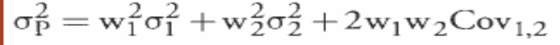 oß = wio1 +wžož +2w1w2Cov 1,2