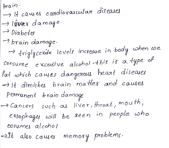 brain. - It causes cardiovascular diseases A lover damage. - Diabetes → brain damage. → triglyceride levels increase in body