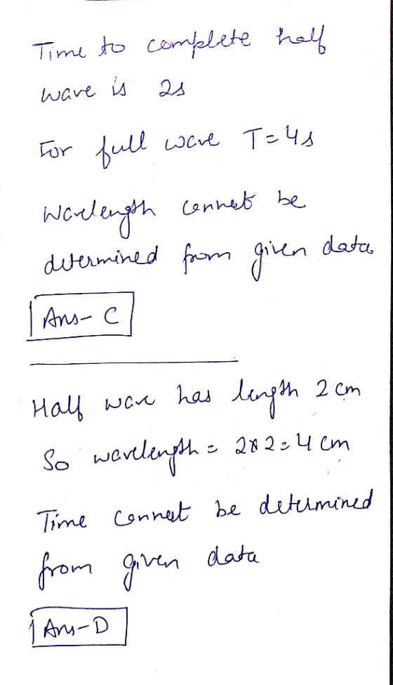 Time to complete half ware is as Or All cəсм Т-44 cennet be Warelength determined Ans-el from given data Half ware has length