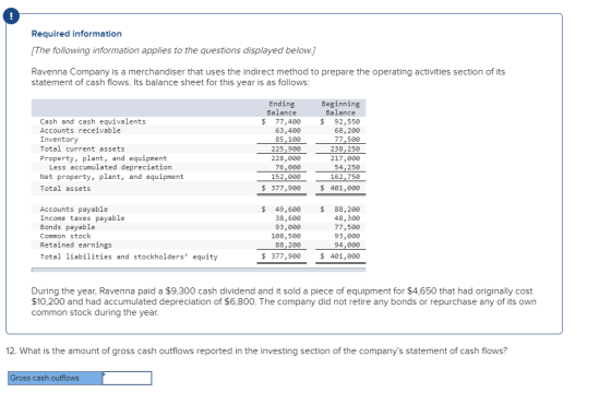 Required information [The following information applies to the questions displayed below.] Ravenna Company is a merchandiser