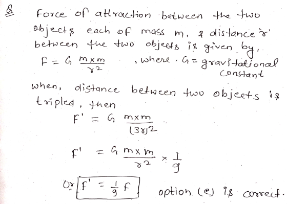 ell force of attraction between the two objects each of mass m. & distance ži between the two objects is given by, F = G mxm