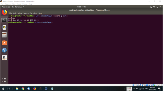 ubuntu17 (fresh) [Running] - Oracle VM VirtualBox File Machine View Input Devices Help Terminal Activities Wed 16:30 madhav@m