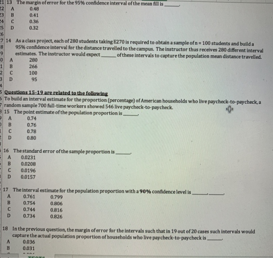 113 The Margin Of Error For The 95 Confidence Interval Of The Mean 