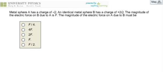 Metal sphere A has a charge of -Q. An identical me