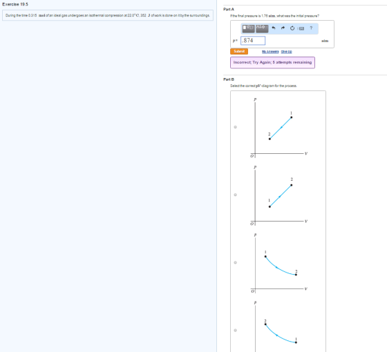 During the time 0.315 mol of an ideal gas undergoe
